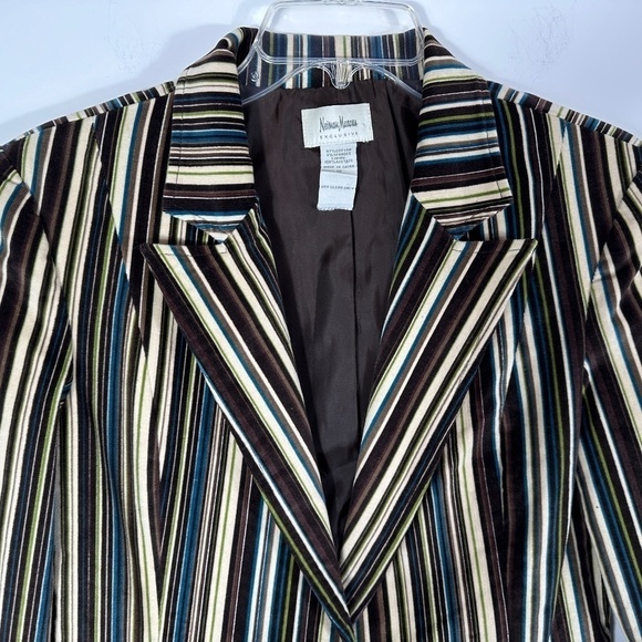 Vtg Neiman Marcus Women's Sz 10 Velour Striped Blazer Jacket Academic Y2K - Picture 3 of 12
